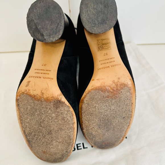 Isabel Marant black suede stacked block heel back zip ankle boot size 37 - Picture 6 of 6